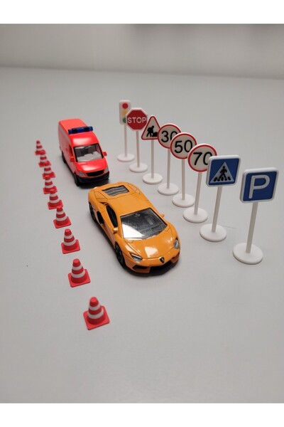 iziko3d 18 Parça Trafik Levha ve Duba Seti