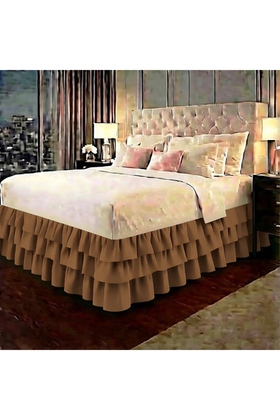 METİNEV 100% Cotton Satin Ruffled Bed Skirt – Luxurious and Elegant Design