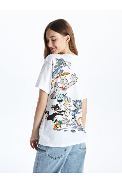 LC Waikiki Tricou de damă cu guler rotund și imprimeu Tom și Jerry