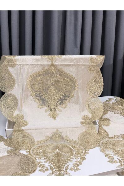 AZRA ÇEYİZ Çınar Velvet Living Room Set 5 Pieces