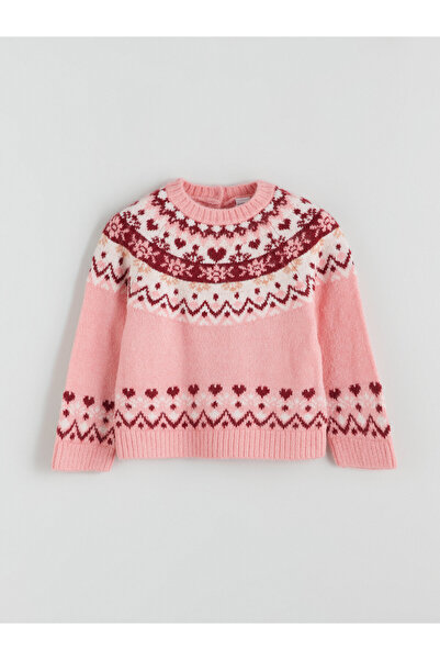 LC Waikiki Crew Neck Patterned Girls' Knitwear Sweater