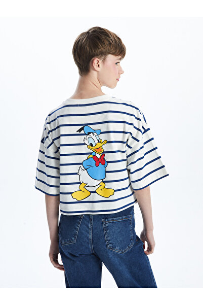 LC Waikiki Crop top de damă cu guler rotund și imprimeu Donald Duck