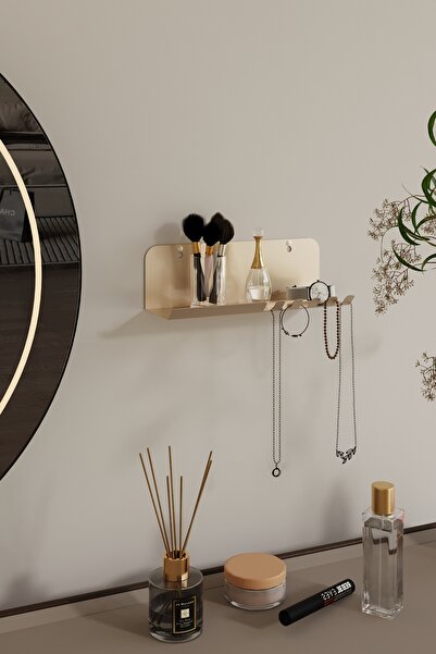 Bullseye Anahtarlık Modern Metal Antre ve Takı Düzenleyici Duvar Rafı Gold