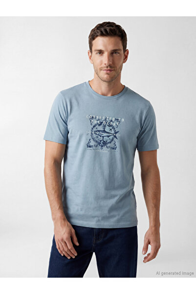 LC Waikiki Ανδρικό T-shirt με στρογγυλή λαιμόκοψη και στάμπα