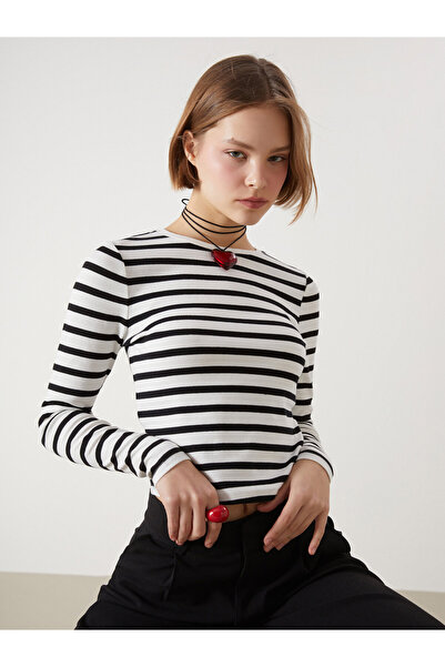 LC Waikiki Tricou cu dungi pentru damă, cu gât crew