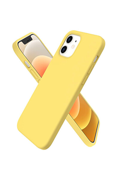 OEM ΘΗΚΗ IPHONE 12 / IPHONE 12 PRO SOLID SILICONE VELVET CAMERA GUARD YELLOW