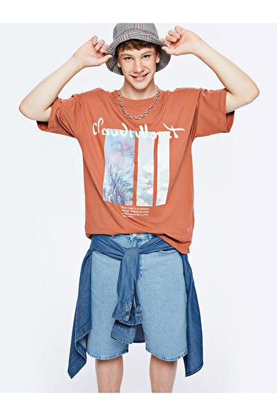 LC Waikiki Tricou pentru băieți adolescenți, cu guler rotund, imprimat Claude...