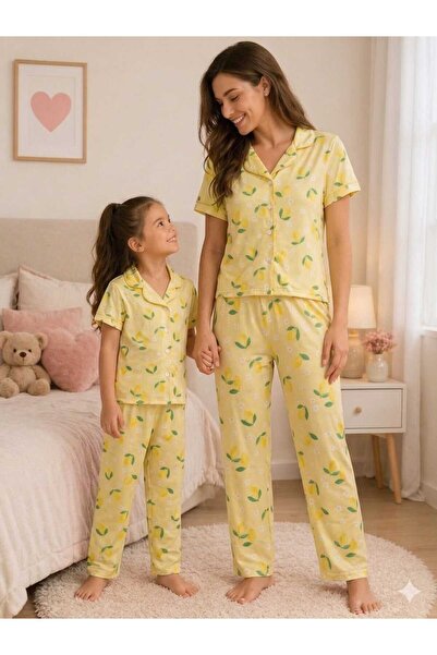 ARN HOMEWEAR Σετ πιτζάμες με σχέδιο λεμόνι για μαμά και κόρη (η τιμή είναι γι...