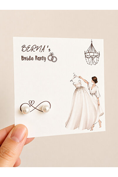 Mapel 18 Adet Bride Party Hediyelik İnci Küpe Seti Gelin Bekarlığa Veda Hediy...