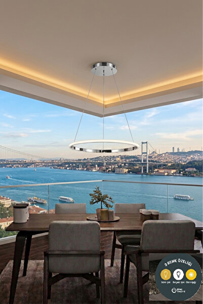Lzy Avize Store Selene Krom 3 Renk LED Sarkıt Avize 40 CM | Salon, Antre ve Y...