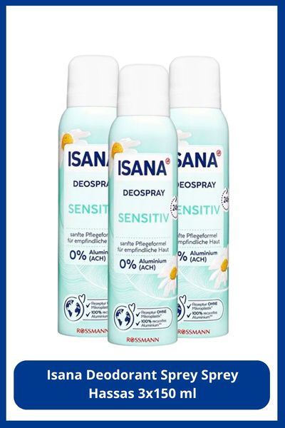 ISANA Deodorant Sprey Hassas 3x150 ml
