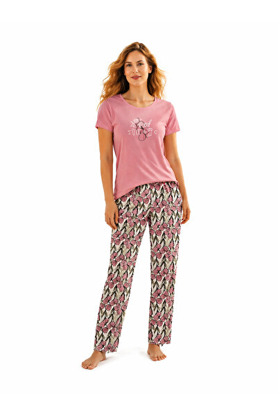 RAPAPA Costum de pijama de damă din bumbac pieptănat cu model Lycra, conforta...