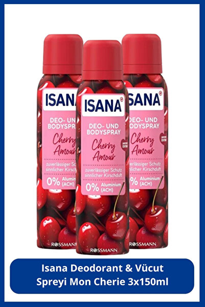 ISANA MEN Isana Deodorant & Vücut Spreyi Mon Cherie 3x150 ml