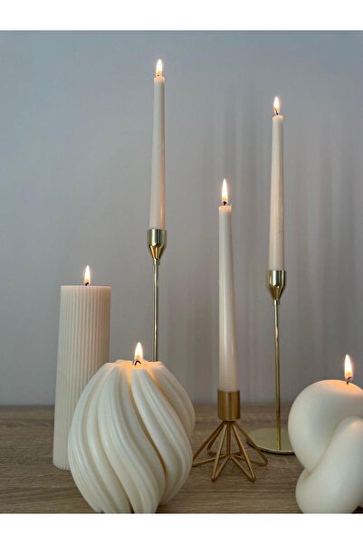 SCA CANDLE Dekoratif Mum Şamdanlık Mum +Dalga model + Çokgen Toplam 5 Parça