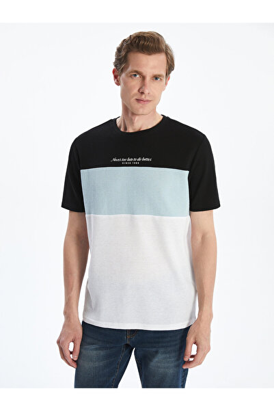 LC Waikiki Ανδρικό T-shirt με στρογγυλή λαιμόκοψη και χρωματικά μπλοκ
