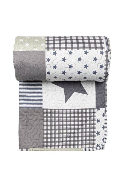 divendi-ro Husă de pilotă pentru pat dublu, reversibilă, stil patchwork, cu m...