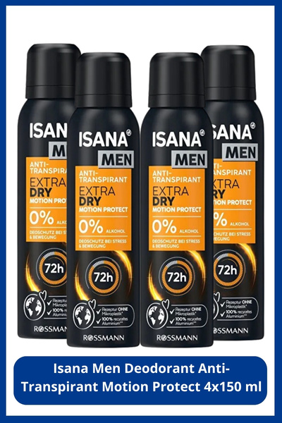 ISANA MEN Deodorant Anti-Transpirant Motion Protect 4x150 ml