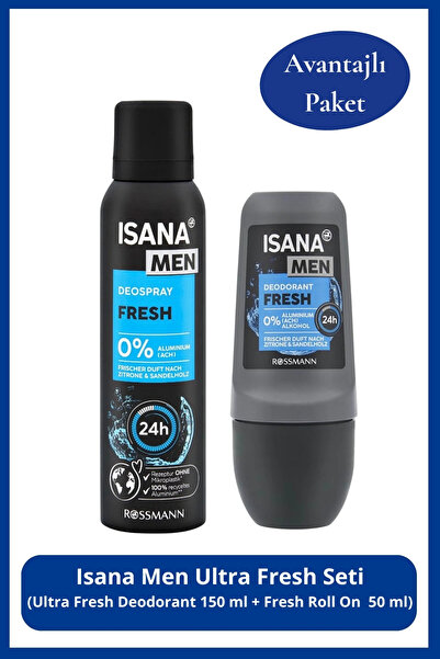 ISANA MEN Ultra Fresh Seti: Ultra Fresh 150 ml + Fresh Roll On 50 ml