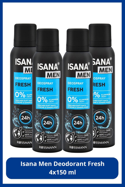 ISANA MEN Deodorant Fresh 4x150 ml