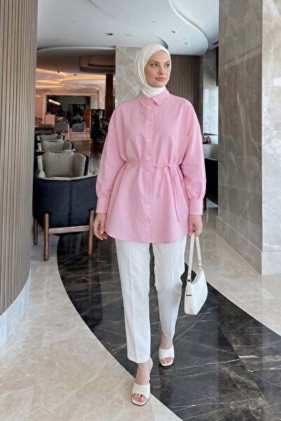 Salih Çelebi Πουκάμισο από ύφασμα Modal με ρίγες Y0139 - ΡΟΖ