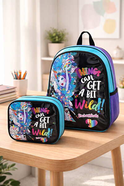 BBS Σετ τσάντας δημοτικού και τσάντας φαγητού με σχέδια χαρακτήρων Enchantima...