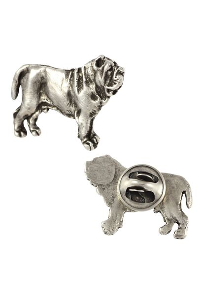 Art - Dog Mastiff Napolitan - Broșă câine placată cu argint, ac elegant, deco...