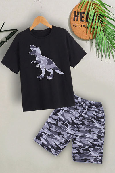 panios kids Μπλουζάκι με στρογγυλή λαιμόκοψη και σχέδιο δεινοσαύρου, με λεπτο...