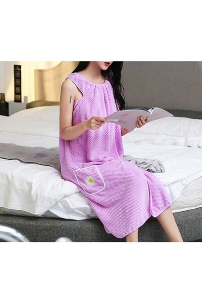 Arabest روب استحمام نسائي، من الصوف المرجاني الناعم، سريع الجفاف، باللون الأر...