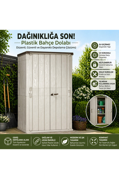 CSB STORE Bahçe Dolabı Plastik Kilitli Balkon ve Teras için Çok Amaçlı Depolama