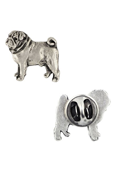 Art - Dog Pug - Broșă câine placată cu argint, ac elegant, decorațiune pentru...
