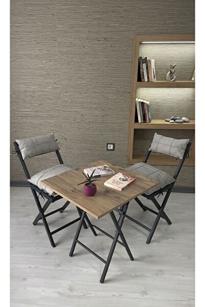 Sofmina Balkon Bahçe Mutfak 3'lü Bistro Set Katlanır 2 Sandalye 1 Masa