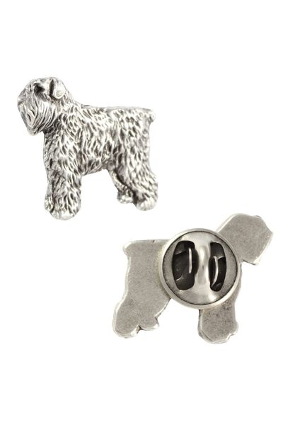 Art - Dog Bouvier des Flandres - Broșă de câine placată cu argint, ac elegant...
