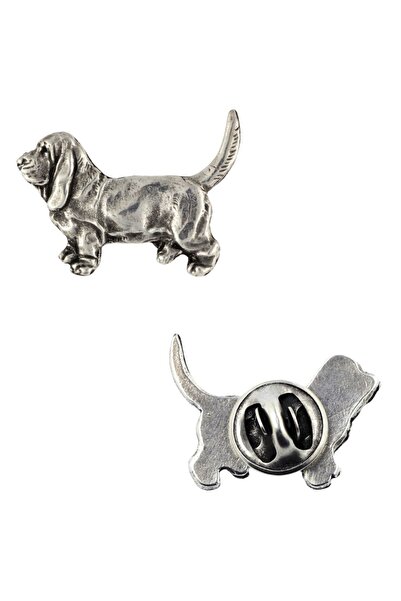 Art - Dog Basset Hound I - Broșă câine placată cu argint, ac elegant, decoraț...