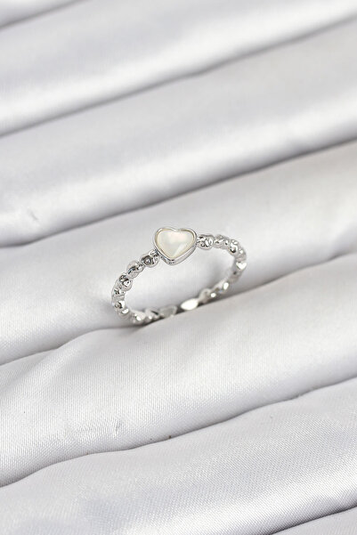 silky glows Stylish and Modern Brass Silver Color Heart Model Women's Ring - ...