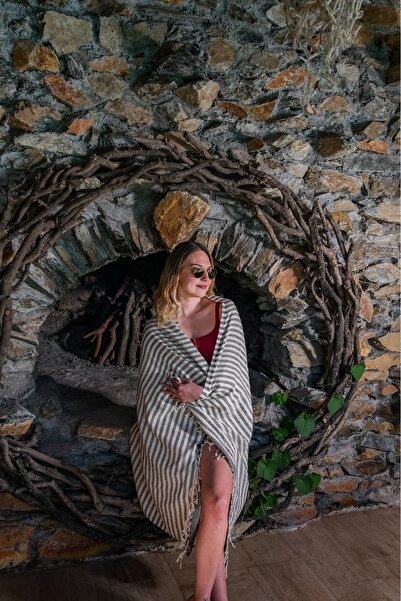 Cucik Peshtemal Beach Towel Stripe Pattern Black