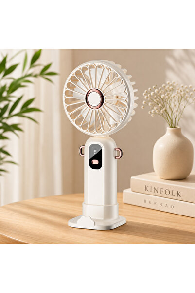 MODALITE Mini portable fan with phone holder, USB rechargeable, 5 speeds, Eff...