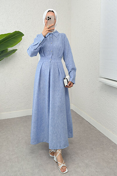 Salih Çelebi Φόρεμα με λεπτομέρεια μπαταρίας 2292 - ΜΠΛΕ