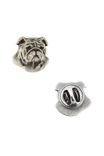 Art - Dog Bulldog, Bulldog Englez - Broșă câine placată cu argint, ac elegant...