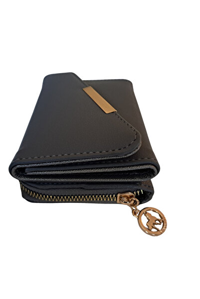 madame leman Women's Black Beige Faux Leather Compact Wallet, Multi-Compartme...