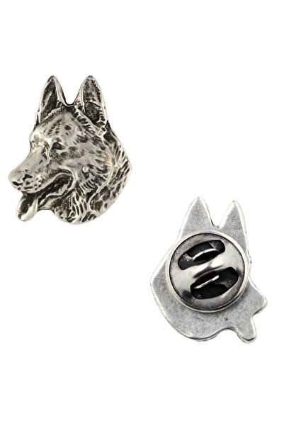 Art - Dog Câine Ciobănesc German - Broșă câine placată cu argint, ac elegant,...