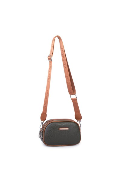 Nas Bag Kadın Mini Çapraz Çift Gözlü Çanta Haki Taba Victoria