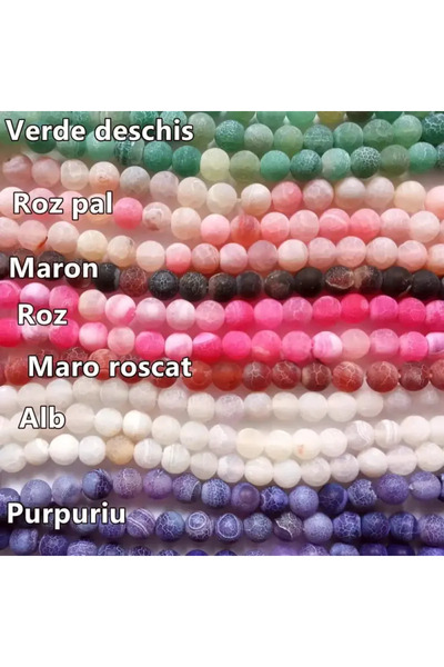 GemSale Mărgele agat înghețat 5,2mm 33cm~62 bucăți-alb