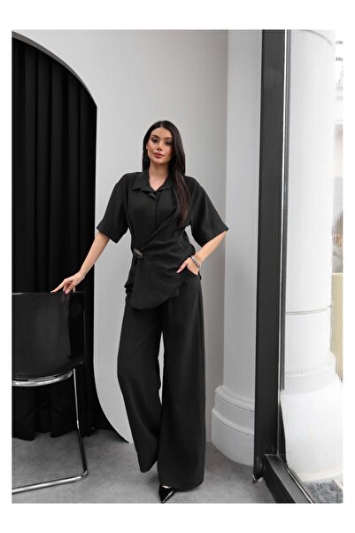 ESRAHELVACI Brooched Asymmetrical Shirt and Trousers Set