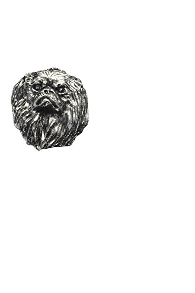 Art - Dog Pekingese, Pekinese, - Broșă câine placată cu argint, ac elegant, d...