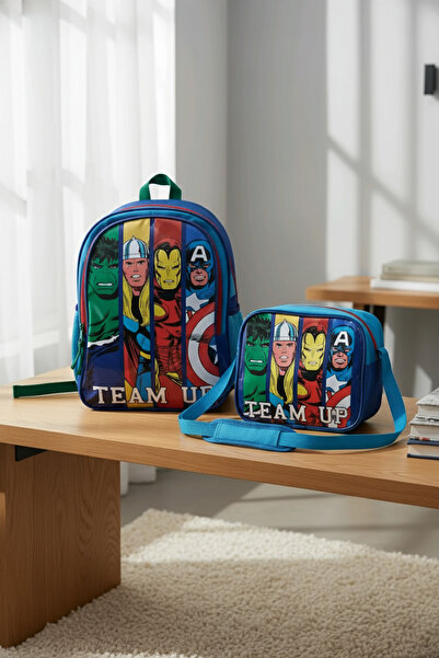 BBS Σετ τσάντας δημοτικού σχολείου και τσάντας φαγητού με σχέδια Super Heroes...