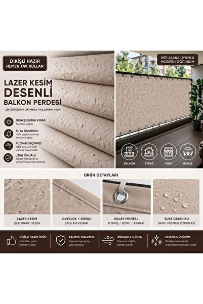 ars grup tente Dikişli Hazır Lazer Kesim Desenli Balkon Perdesi / Branda – Şı...