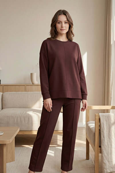 Vintero Home Women's Straight-Leg Tracksuit Set with Stitching Detail