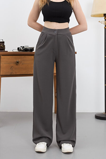 alanora Women's Stretchy/Lycra Loose Wide Leg Palazzo Loose Fit Trousers