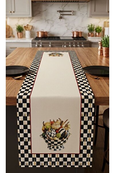 naya home 40x140cm Dokuma Leke Tutmaz Baskılı Tay Tüyü Kumaş Masa Örtüsü Deko...