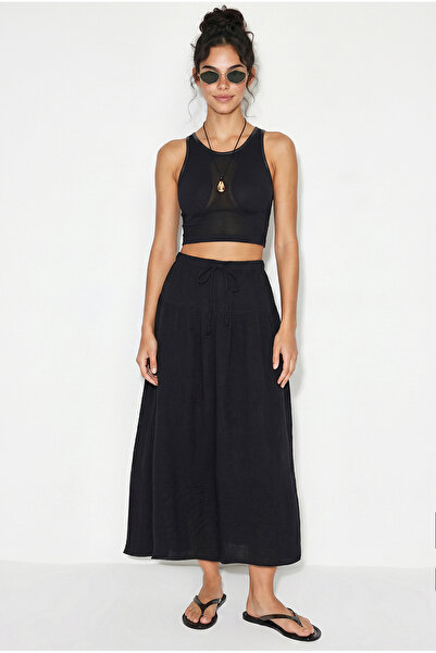 Bianco Lucci Γυναικεία ελαστική μίντι φούστα μουσελίνα με κορδόνια YE4473 602...